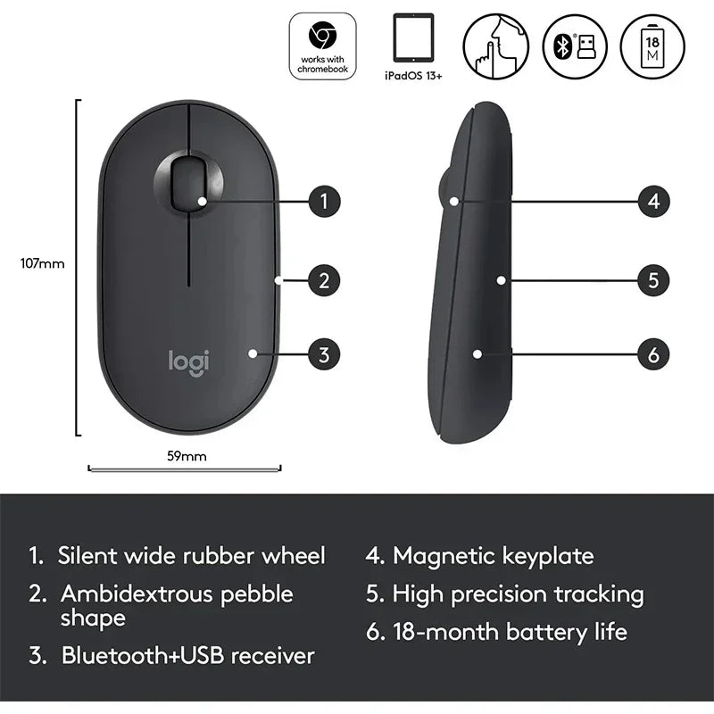 Souris Logitech PEBBLE M350 Bleu La Fabrique du PC